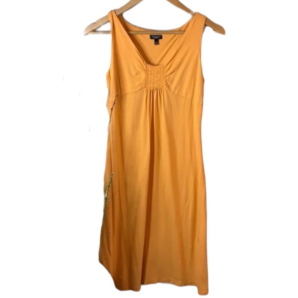 𝅺talbots cotton sleeveless dress orange tangerine color gathered at bust size XS